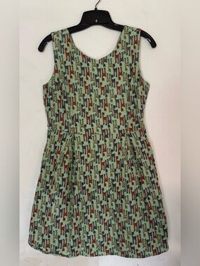 SM Wardrobe Womens Novelty Alpaca Printed A Line Cotton Dress, Size Medium